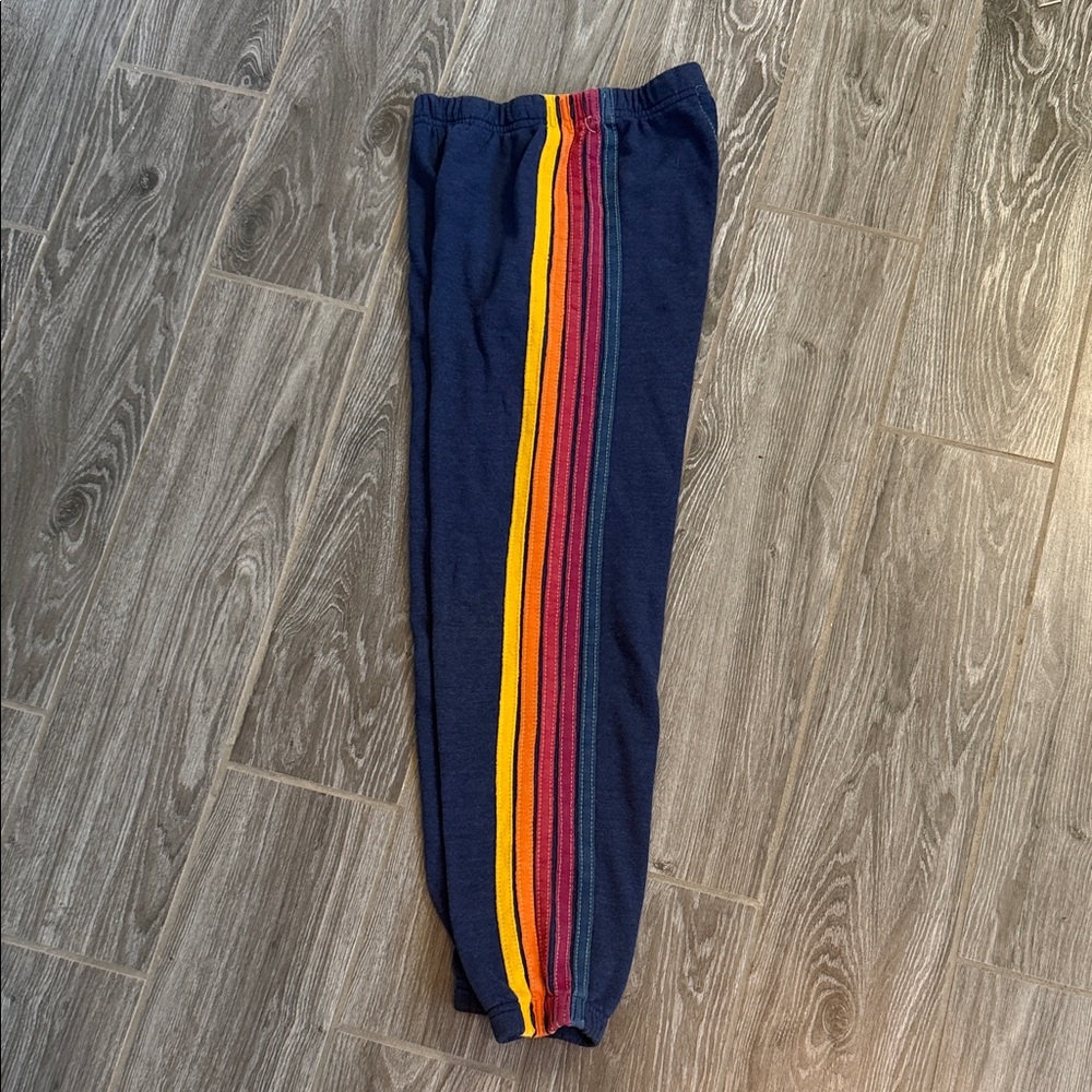 Aviator Nation boys size 14 Navy 5 stripe Joggers sweatpants